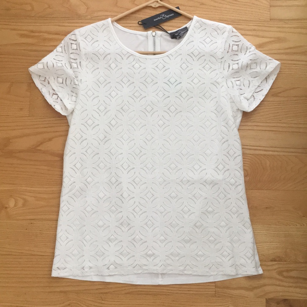Market & spruce white crochet top